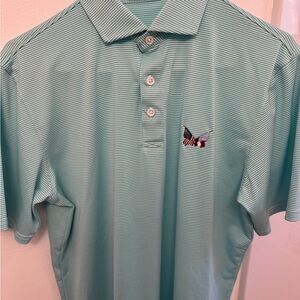 Men's Aqua Striped Polo Shirt